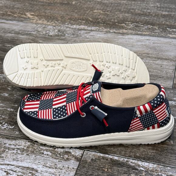 Hey Dude Wendy Funk Americana Flag Slip On Shoes Womens Size 11 Patriotic NIB - Picture 10 of 11